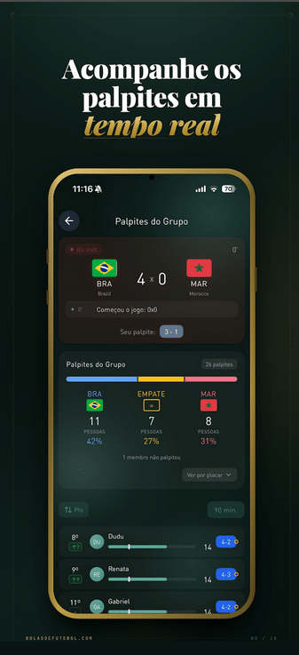 App do Dia - Melhores apps para acompanhar a Copa do Mundo 2026 no celular 19 Aplicativo para organizar bolões de futebol e registrar palpites para os jogos da Copa do Mundo.