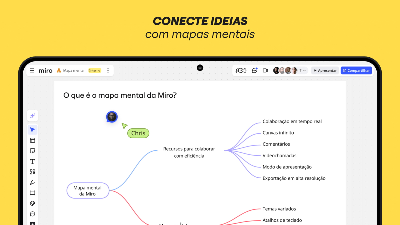 App do Dia — Miro: Crie mapas mentais, fluxogramas e quadros colaborativos! 1 Aplicativo de produtividade desenvolvido para criar quadros colaborativos, mapas mentais e planejamentos visuais.